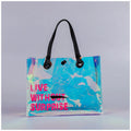 Women's Travel Waterproof TPU Tote Bag Long PP Webbing Custom Logo Letter Pattern Snap Button Closure-Outdoor Daily Use Gift