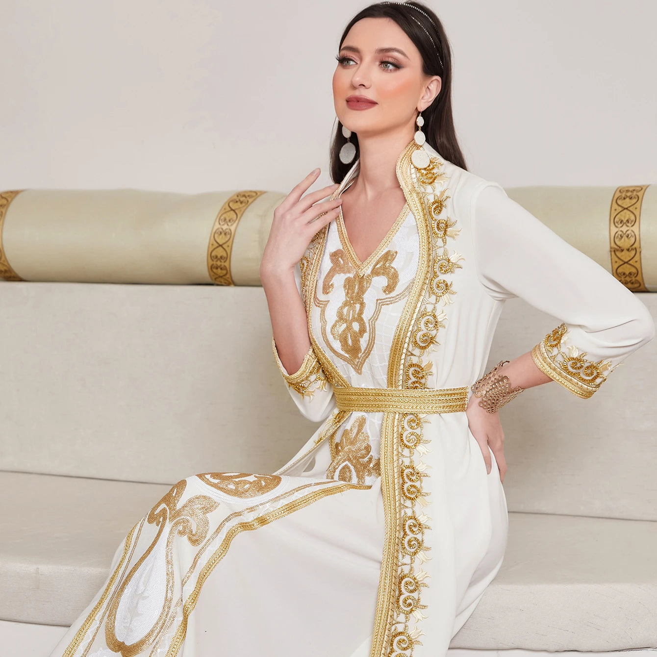 Luxurious Women's Dress Embroidery Abayas Dubai Women Open Abaya Muslim Dresses Islamic Clothing