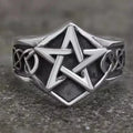 OAHLAN Fashion Jewelry Finger Rings Punk Style Retro Viking Totem Pentagram Stainless Steel Ring for Men Size 7-13