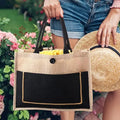 W46*H35*D14cm extra LargeJute Tote Bags Ideal for Decoration Embroidery DIY Art Painting Personalized Custom