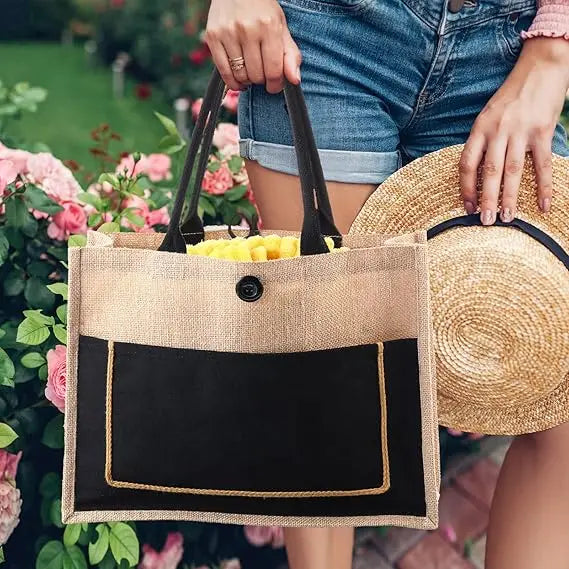 W46*H35*D14cm extra LargeJute Tote Bags Ideal for Decoration Embroidery DIY Art Painting Personalized Custom