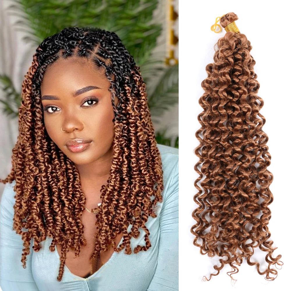 Marlybob 14 Inch Water Wave Passion Curly Braiding Hair High Temperature Fiber Synthetic Hair for Black Women Crochet Curly Hair