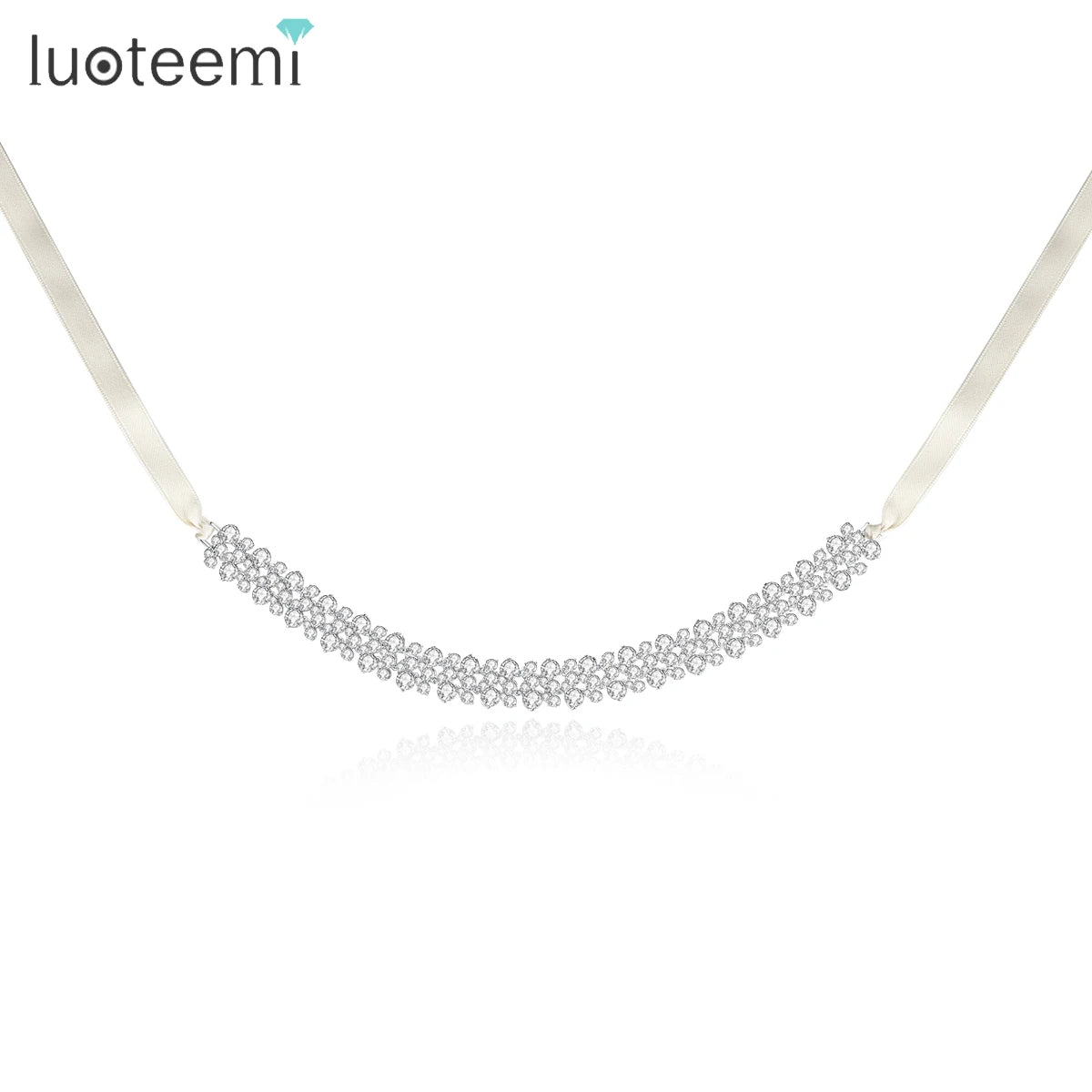 LUOTEEMI 2026 New Fashion Luxury Ladies Cubic Zircon Jewelry Women Adjustable White Gold Necklace Choker
