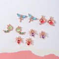 18k Gold Women Creative Lovely Insect Series Zircon New Design Spider Dragonfly 925 Silver Pin Brass Animal Stud Earring