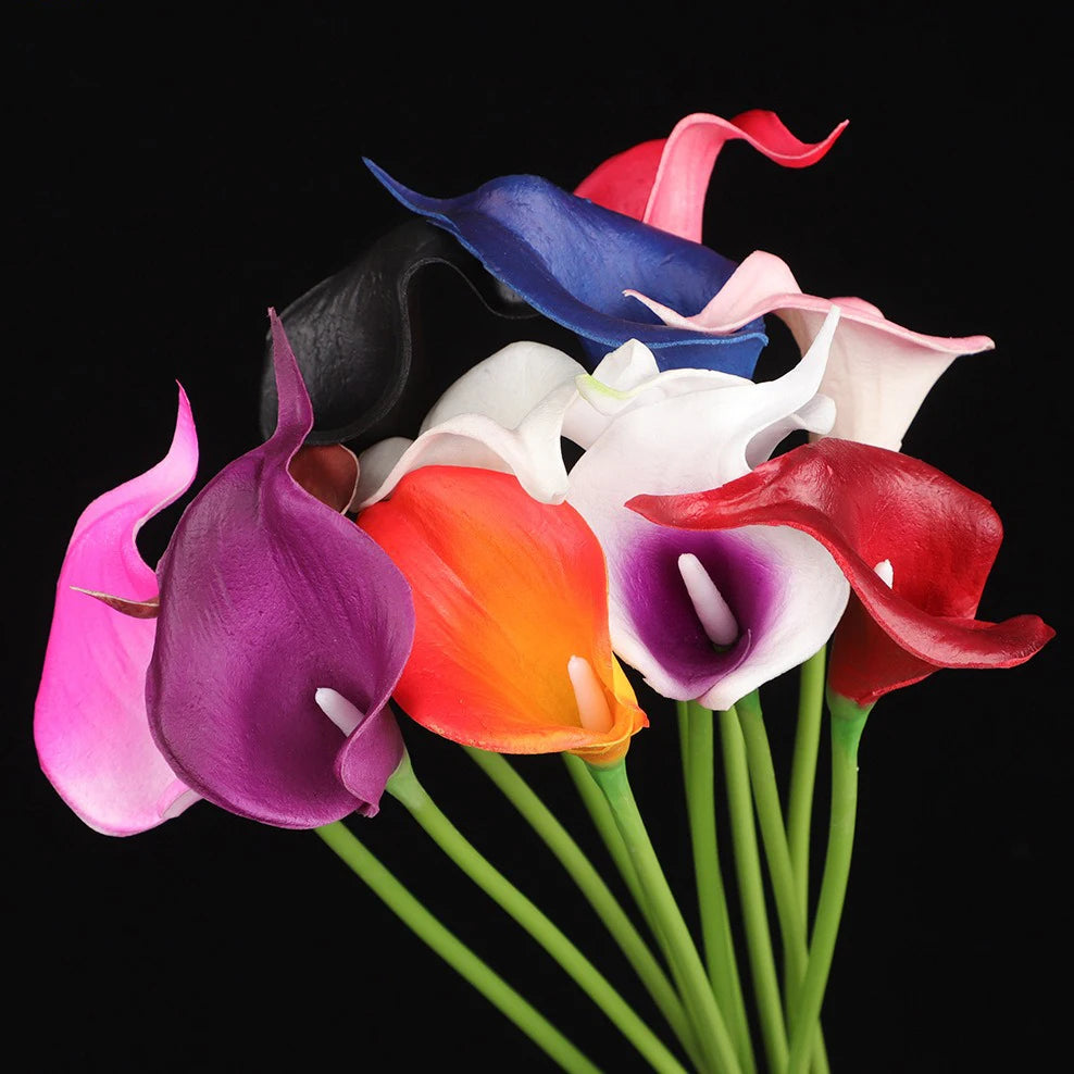 Premium PU Calla Lily Fake Flowers - Realistic Artificial Flowers for Wedding/Home/Office Decor