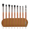 Premium Wood Color 9-piece Eyeshadow Brush Set with Comfortable Grip for Effortless Creation of Daily Eye Makeup