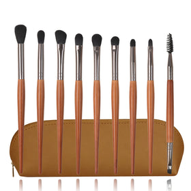 Premium Wood Color 9-piece Eyeshadow Brush Set with Comfortable Grip for Effortless Creation of Daily Eye Makeup