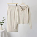 OEM Wholesale Custom Women's Oversize Cardigan Sweater Set Spring Zipper Closure Casual Two-Piece Women's Sweaters