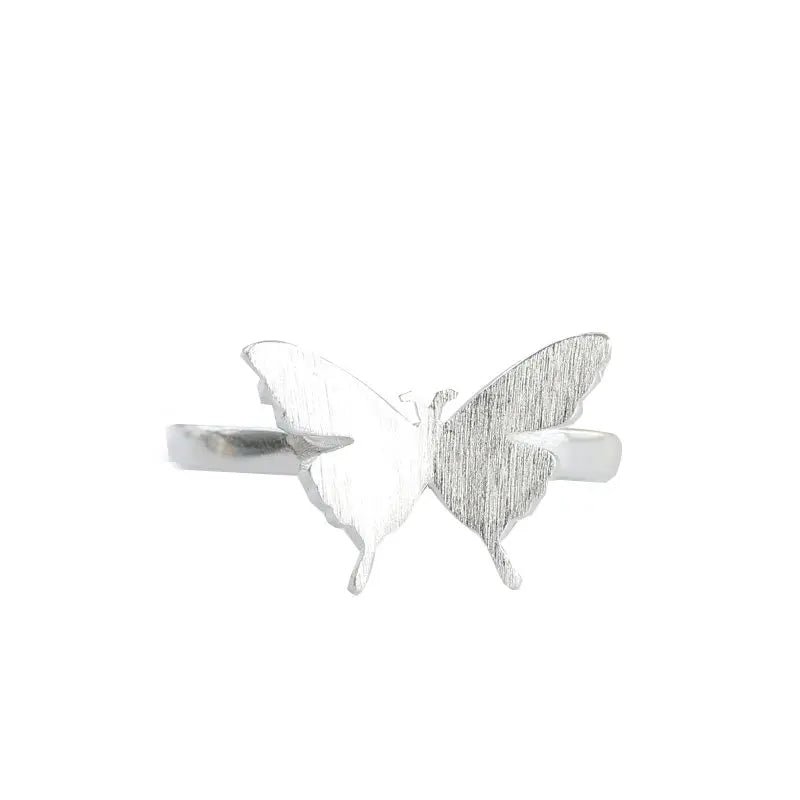 Women's Simple Design Silver Open Adjustable Butterfly Jewelry Rings Wholesale Fine Jewelry Collection
