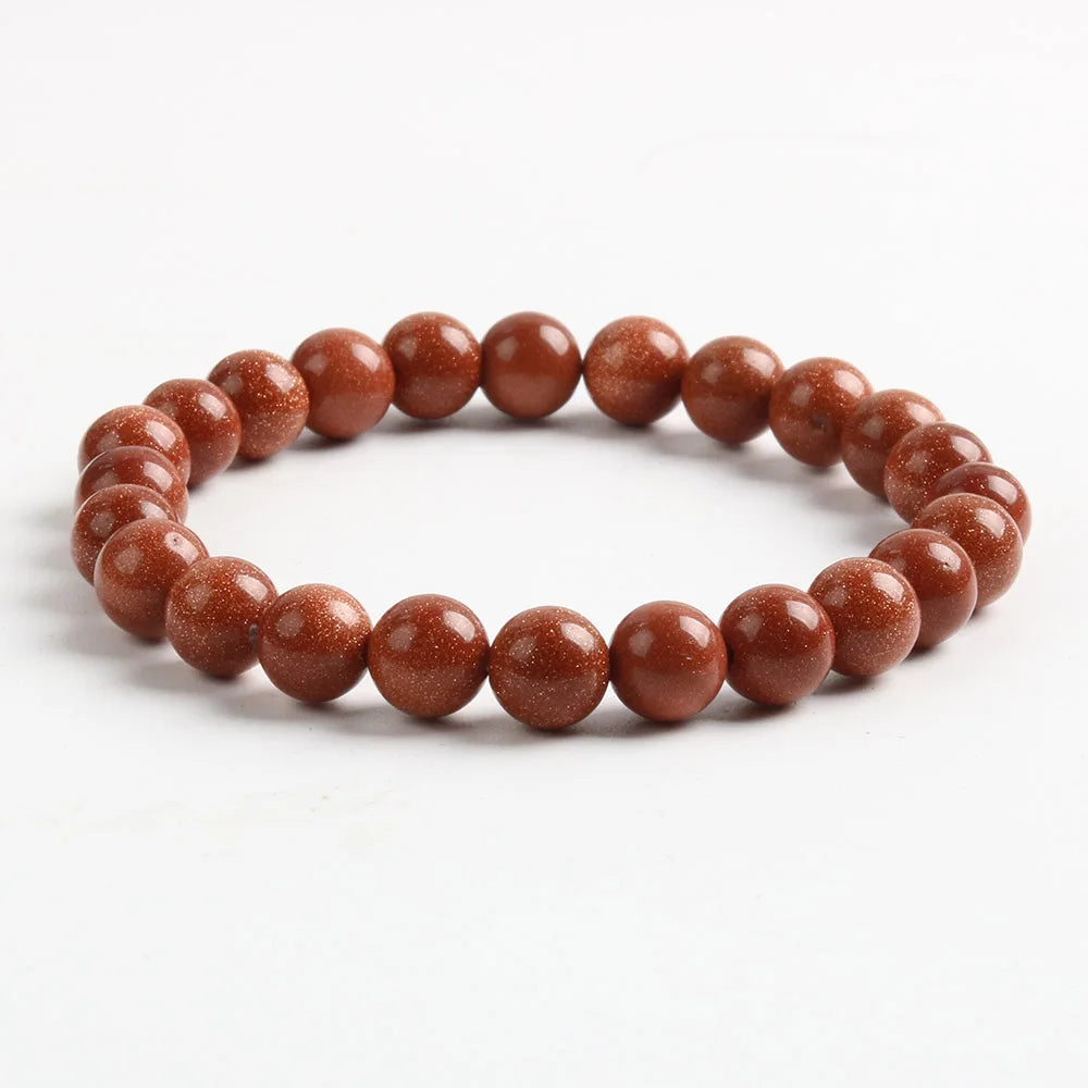 Popular 8mm Blue Sandstone Bracelet Positive Attitude Energy Fashion Beaded for Men and Women