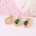 2024 Fashion Charm Zircon Stones 14K Gold Plated Brass Geometric Mini Small Pendant Charms for Jewellery Making Supplies