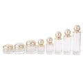 50g 100ml 150ml Clear Round Glass Lotion Pump Bottle with Golden Lid for Skin Care Serum or Mascara Cream Jar Cosmetic Set