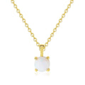 Minimalist Jewelry Necklace Gold Plated Sterling Silver Four Claws Opal Pendant Necklace Women