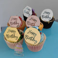Mini Acrylic Happy Birthday Disc Cupcake Topper Festive Cake Decorating Supplies for Dessert Decoration