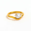 High End 18K Plain Gold Oval Goose Egg Shape Zirconia Chunky Rings Stainless Steel Trendy Simple Gold Plated Jewelry