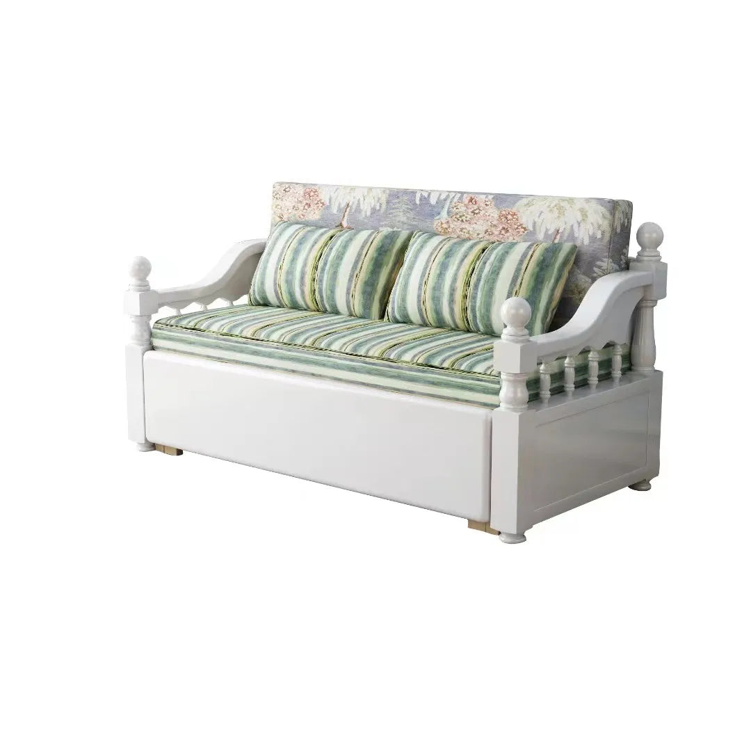 Hot Selling INS Space Saving Living Room Furniture Flexible Extendable One Two Seat Small Functional Solid Wood Sofa Bed