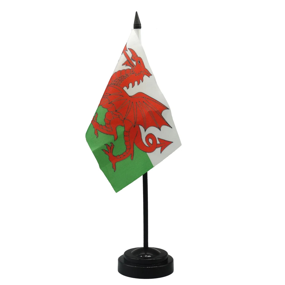 Vivid Polyester Weather Resistant Durable Office Custom Walesd Table Flag Printed Desk Flags