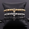 Renting Jewelry New Design Stainless Steel Beads CZ Skull Charm Men Macrame Adjustable Friendship Bracelet