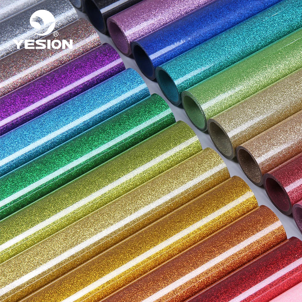 YESION Wholesale Vinil Textil Htv Heat Transfer Vinyl Glitter Iron on Heat Transfer Vinyl Sheet