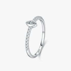 Ailmay 925 Sterling Silver Elegant Charm Geometric Design Zircon Finger Rings for Women Minimalist Wedding Accessories Jewelry