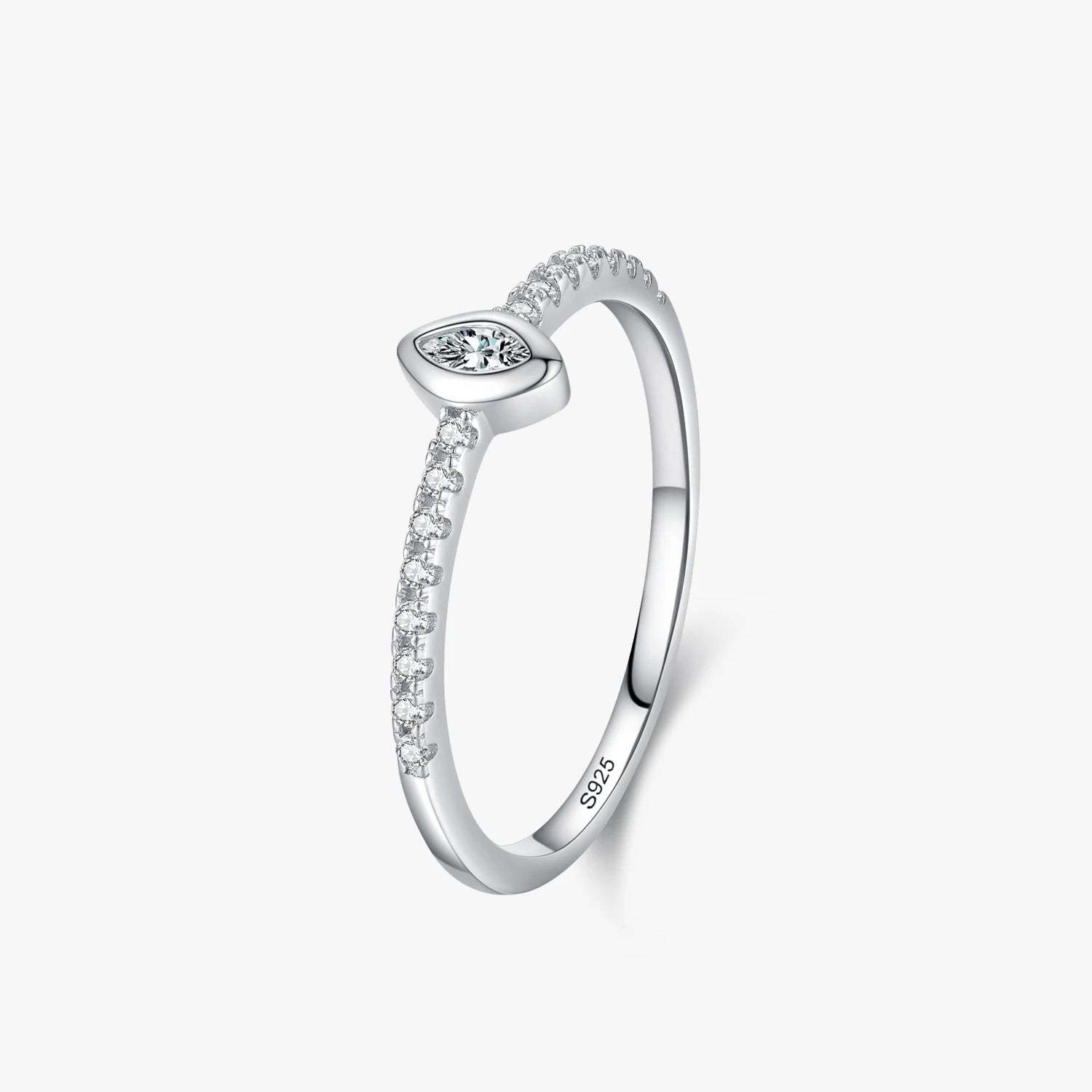 Ailmay 925 Sterling Silver Elegant Charm Geometric Design Zircon Finger Rings for Women Minimalist Wedding Accessories Jewelry