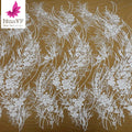 HY2835 White African Flower Embroidery Heavy Beaded Sequins Lace Wedding Bridal Dress for Show Wholesale