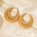 Waterproof Jewelry Stainless Steel Gold Plated Large Earrings Hypoallergenic Chunky Croissant Twisted Hollow Hoop Earrings