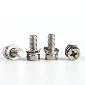 GB9074.13 Stainless Steel Cross Recessed Hexagon Bolt With Spring Lock Washer and Plain Washer Assemblies