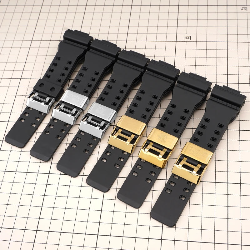 Factory Direct Sale PU Watch Band Strap for casio GA-100/400/GD120 Watch Bands with Steel Ring