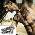 Waterproof Goth Temporary Tattoo Sticker Black and Gray Lion Flower Butterfly Design for Neck and Chest