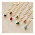 18k Gold Plated Tarnish Free Stainless Steel Water Drop 12 Birthstone Gemstone Pendant Necklace for Women