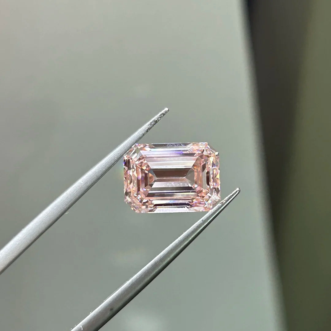 Fine Jewelry IGI Certified 4.66CT FANCY Light Pink Emerald Cut Lab Grown Diamonds 2VG Cut VS1 CVD Lab Create Diamond Loose Stone