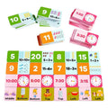 4 in 1 Dominoes Learning Mathematical Addition and Subtraction Recognizing Time and Words Early Education Puzzle Wooden Dominoes
