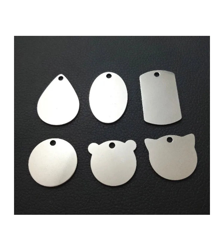 Different Shape Size Blank Stainless Steel Metal Tag Key Chain Keychain Laser Engraving Logo Blank Metal Dog Tag Keychain