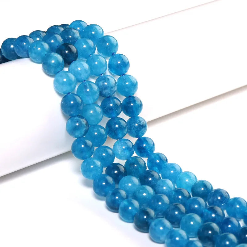 Natural AB Grade Blue Apatite Loose Beads 6/8/10mm Blue Round Loose Beads for Women Men DIY Bracelet Accessory Making