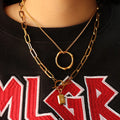 Chris April Fashion Jewelry PVD Gold Plated 316L Stainless Steel Cube Eight-pointed Star Pendant Necklace with Zircon