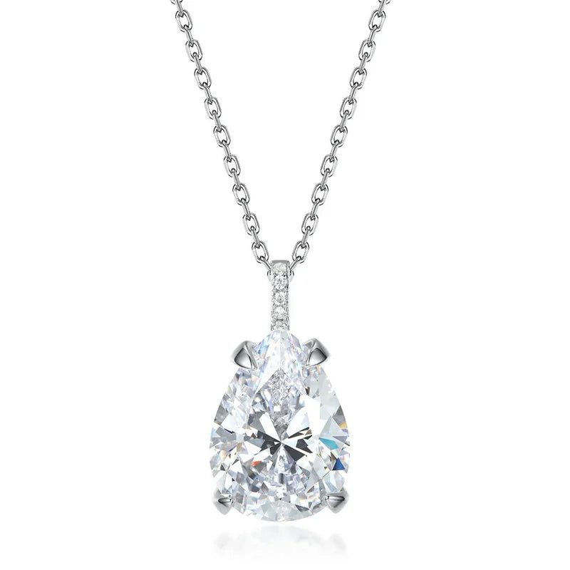925 Sterling Silver Jewelry Pear Cut 4 Claw Setting Necklace Cz Zircon Solitaire Pendant 925 Sterling Silver Wedding Pendant
