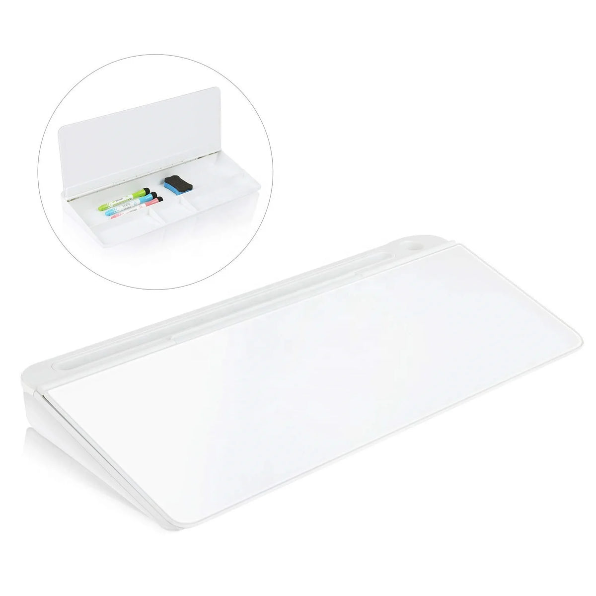 Small Desktop Glass Whiteboard Computer Keyboard Stand Whiteboard with Drawer Desk Organizers for Office