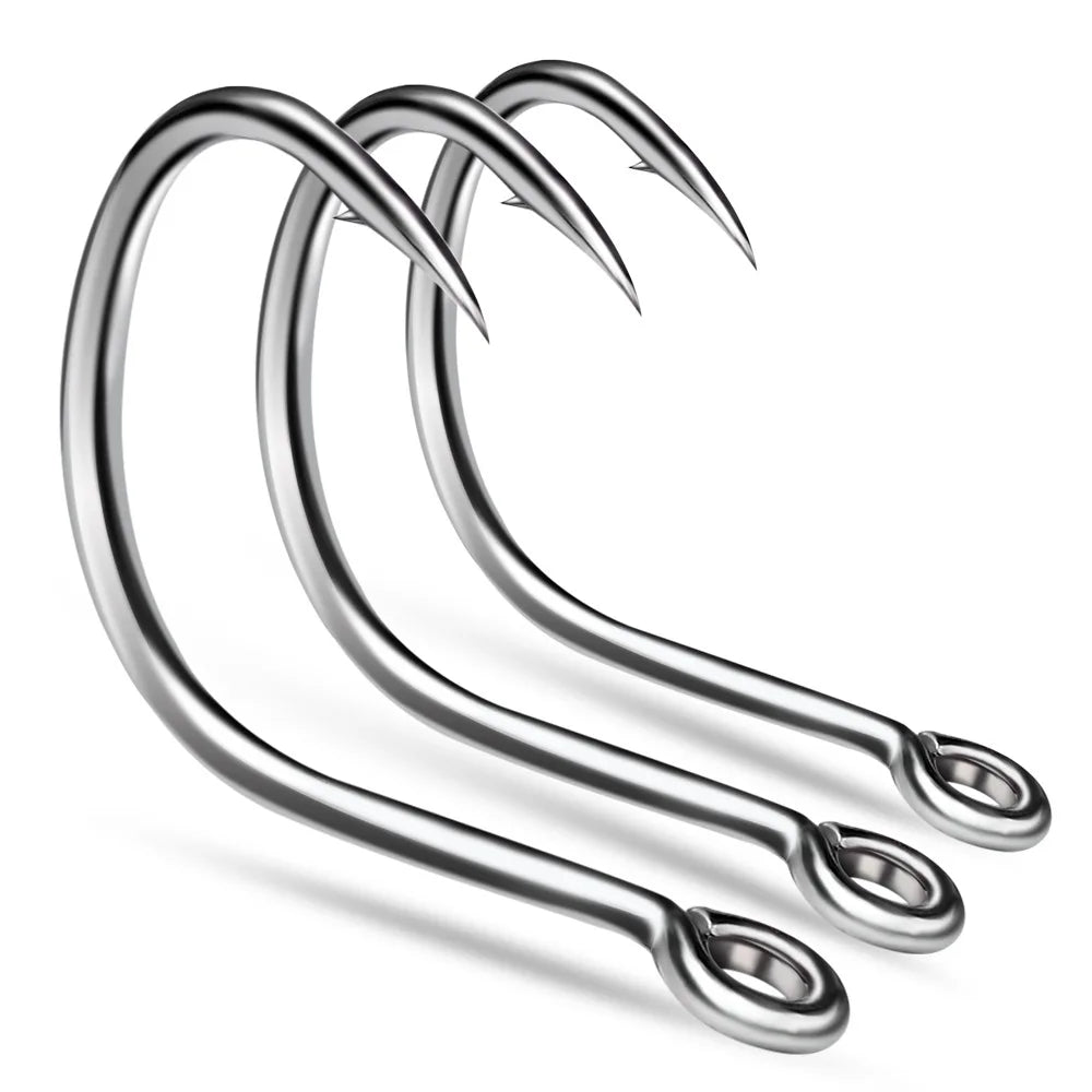 10pcs/pack Extra Stainless High Carbon Steel Jigging Circle Hooks for Saltwater Fish