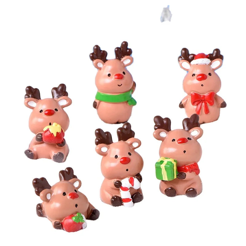 3D Miniature Christmas Elk Doll Home Table Ornament Car Interior Decoration Cake Accessories