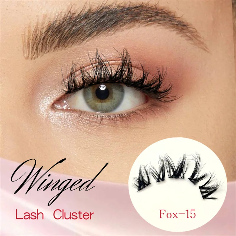 Wholesale Private Label Handmade Faux Mink Cluster Individual Lashes Pre Cut Segmented Winged Lashes New Flutter Lash Cluster