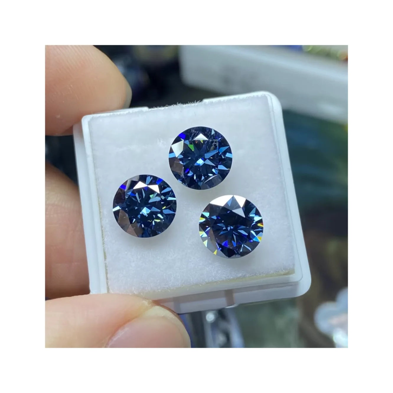 5MM to 12MM Moissanite Diamond VVS1 GRA Certificate Vivid Blue Round Loose Moissanite