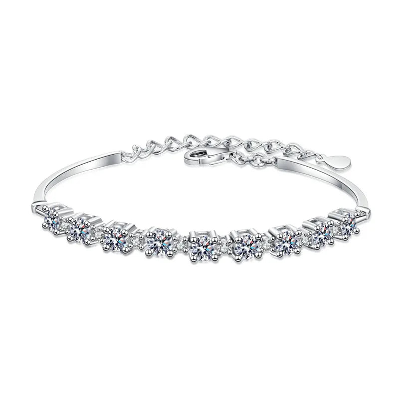 Fine 925 Sterling Silver Bracelet D Colour Vvs 2.7ct Moissanite Bracelet Adjustable Men's and Women's Wedding Jewellery