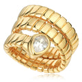 Personalized Brass Plated 18k Gold With Colored Zirconia Snake Rings Custom Jewelry Gift for Women