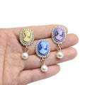 Pretty Girl Heads Figurines Oval Charms with Pearl Beads Pendants for Shoes Decoration Diy Jewelry Component