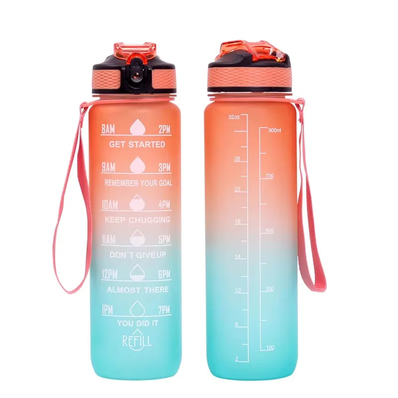 Drinkware Tritan BPA FREE 32oz Travel Gym Portable Motivation Water Bottles with Water Bottle Sleeves