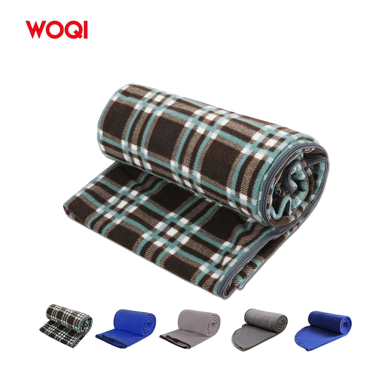 WOQI Wholesale Full Sized Zipper Camping Blanket Fleece Sleeping Bag Liner for Outdoor Indoor Used with Sack