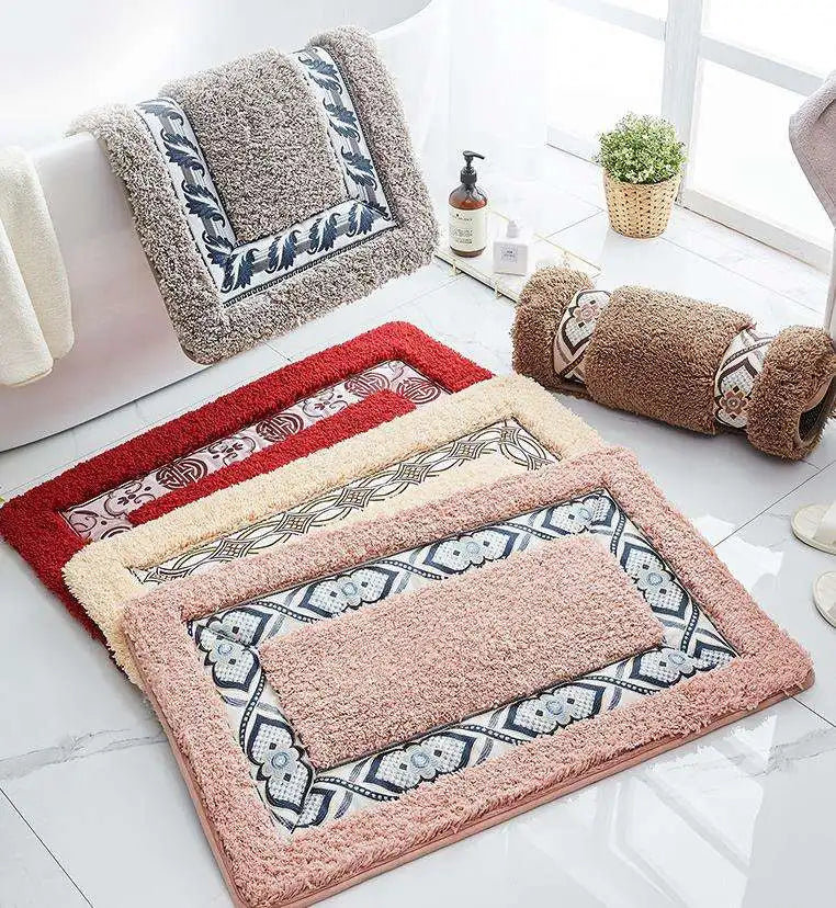 2022 Custom Microfiber Bath Mat Anti-Slip Abstract Pattern Bath Rugs Machine Made