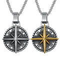 Stainless Steel Chain Necklace Retro North Viking Compass Pendant Necklace Graduation Gifts Compass Pendant Necklace for Men