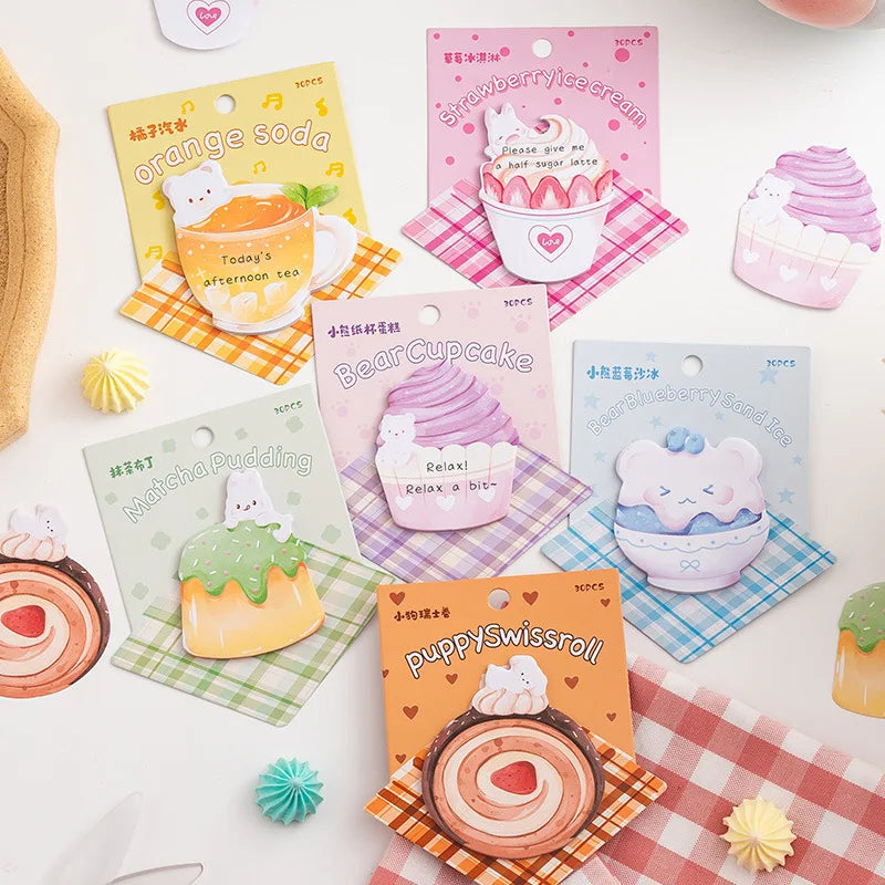 Cartoon Cute Self-Adhesive Ice Cream Shape Memo Pad Kawaii School Girls Sticky Note for Kids
